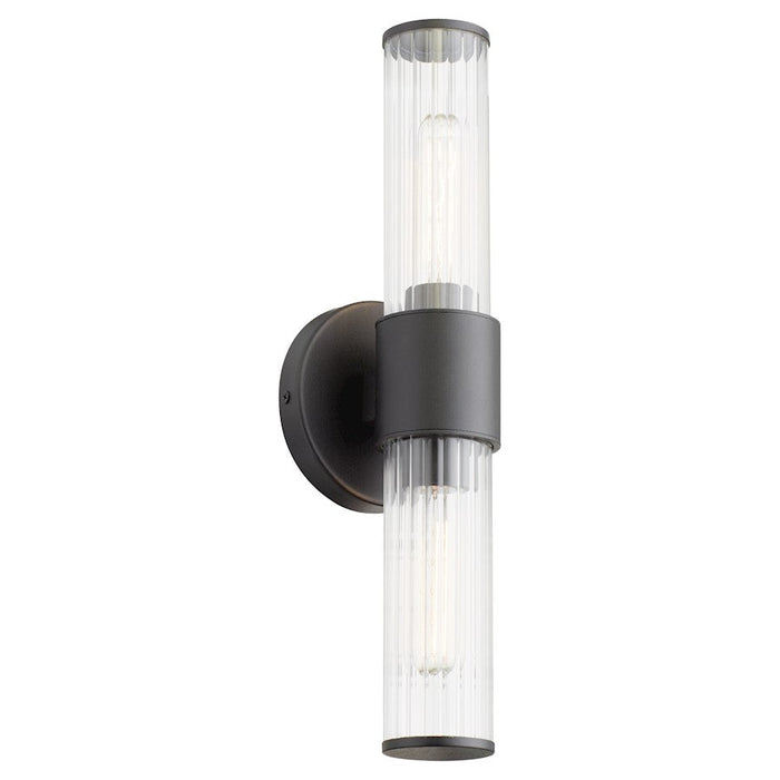 Quorum Fuze 2 Light Sconce, Textured Black/Clear