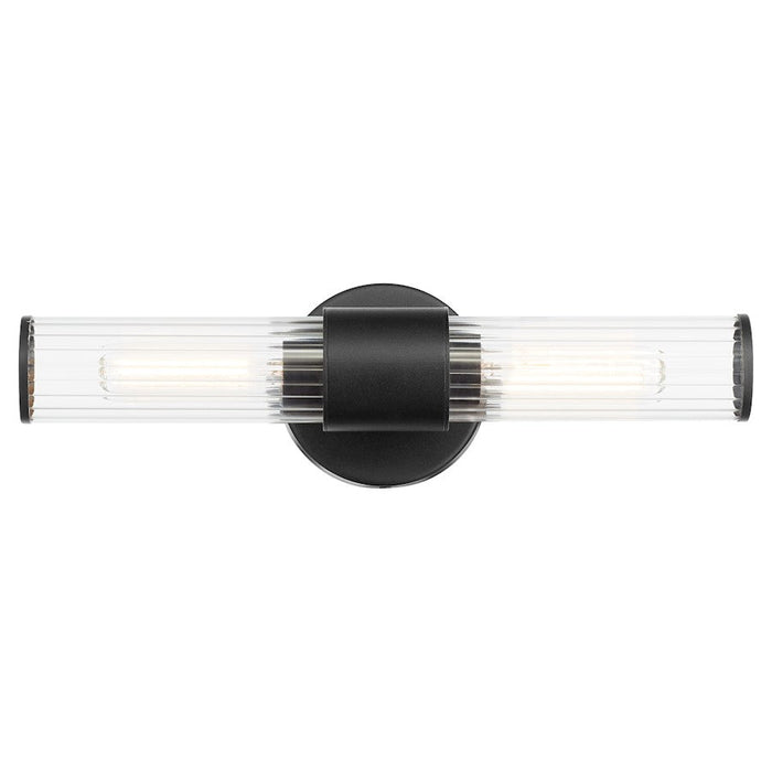 Quorum Fuze 2 Light Sconce, Textured Black/Clear