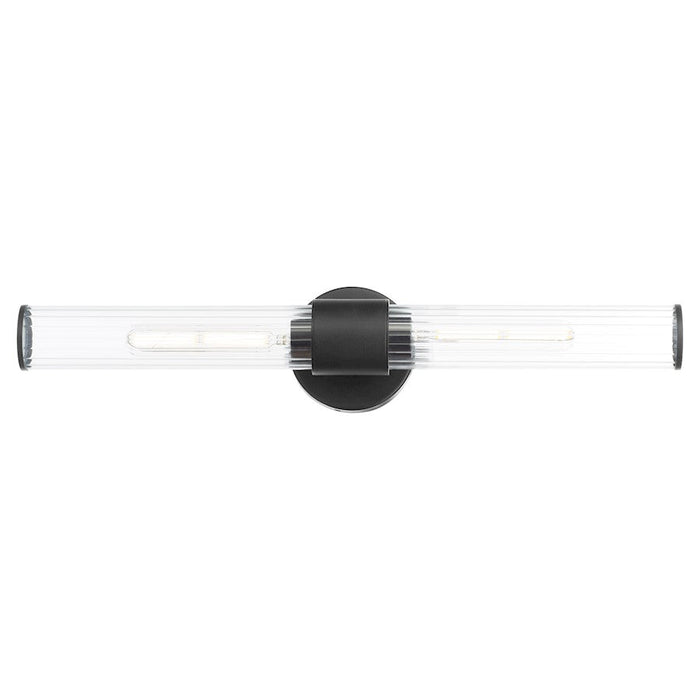 Quorum Fuze 2 Light Sconce, Textured Black/Clear