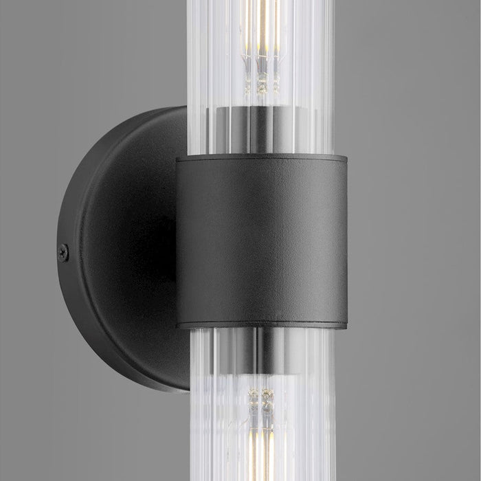 Quorum Fuze 2 Light Sconce, Textured Black/Clear