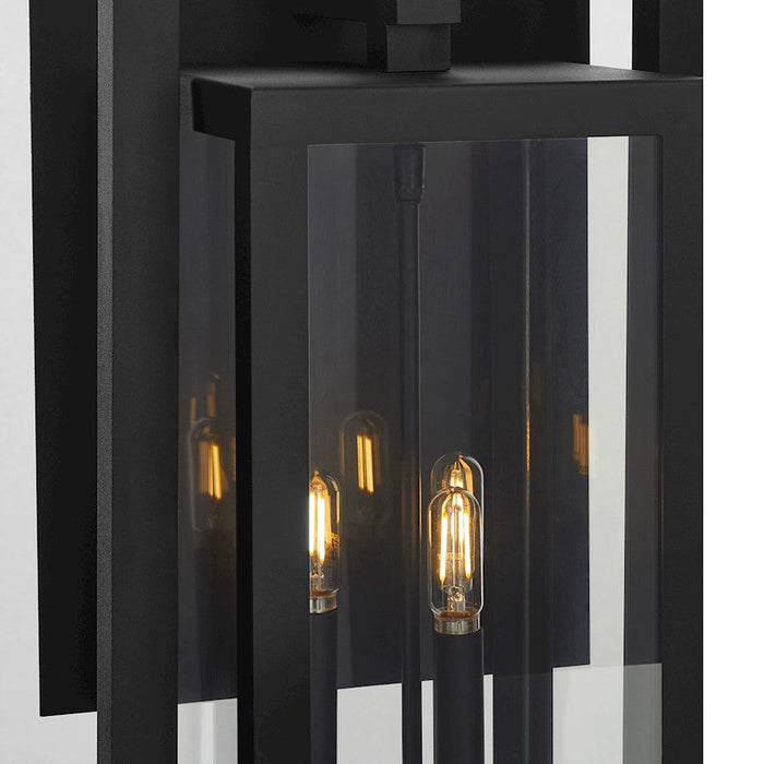 Quorum Marco 3 Light 22" Lantern, Textured Black/Clear