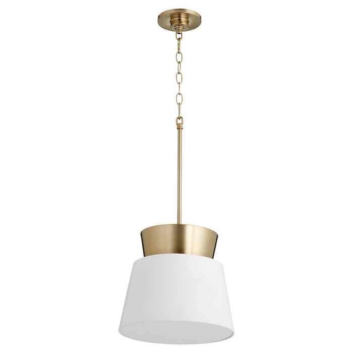 Quorum 1 Light 12" Trapezoids Pendant, Studio White/Aged Brass - 8006-0880