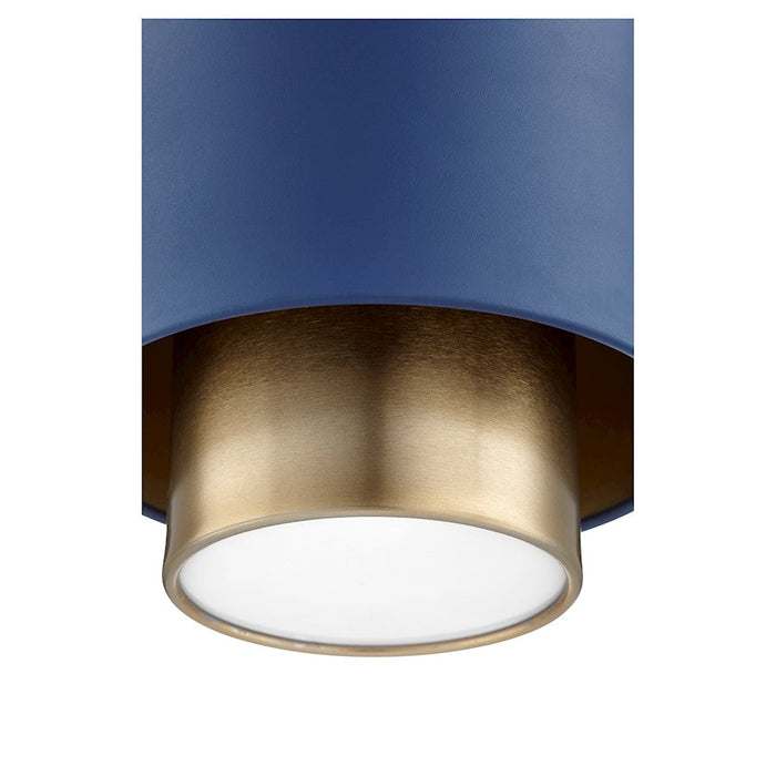 Quorum 1 Light Pendant, Aged Brass/Blue