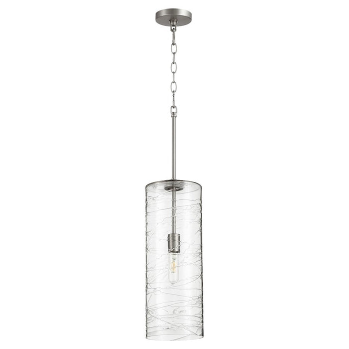 Quorum 1 Light 7" Textured Glass Pendant, Satin Nickel/Textured Glass - 8192-65