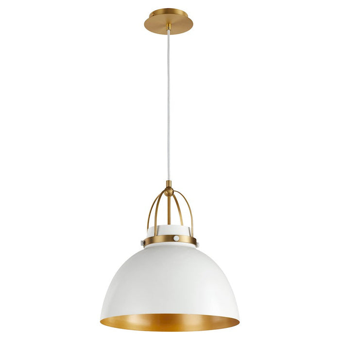 Quorum 15" Pendant, Studio White/Aged Brass - 823-0880