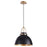 Quorum 15" Pendant, Matte Black/Aged Brass - 823-5980