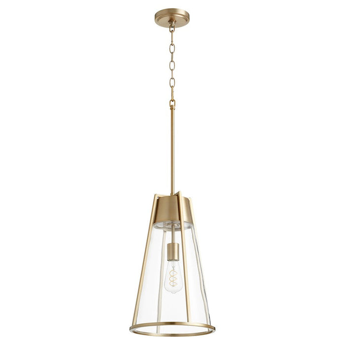 Quorum 1 Light 19" Pylon Pendant, Aged Brass/Clear - 827-80