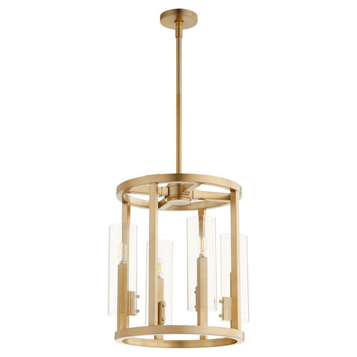 Quorum Harbin 4 Light Entry, Aged Brass/Clear 8277-4-80