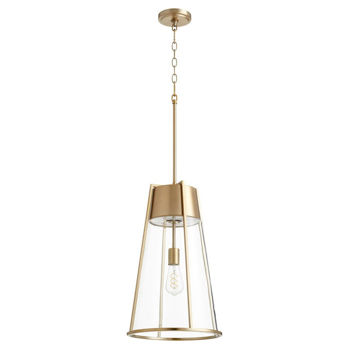 Quorum 1 Light 22" Pylon Pendant, Aged Brass/Clear - 828-80