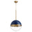 Quorum 1 Light 12.75" Pendant, Blue/Aged Brass - 83-12-3280