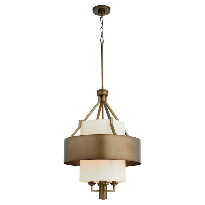 Quorum 4 Light Pendant, Dark Brass/White