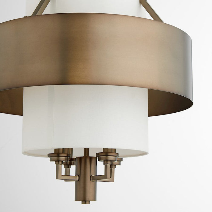 Quorum 4 Light Pendant, Dark Brass/White