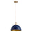 Quorum 1 Light 11.75" Pendant, Blue/Aged Brass - 876-3280