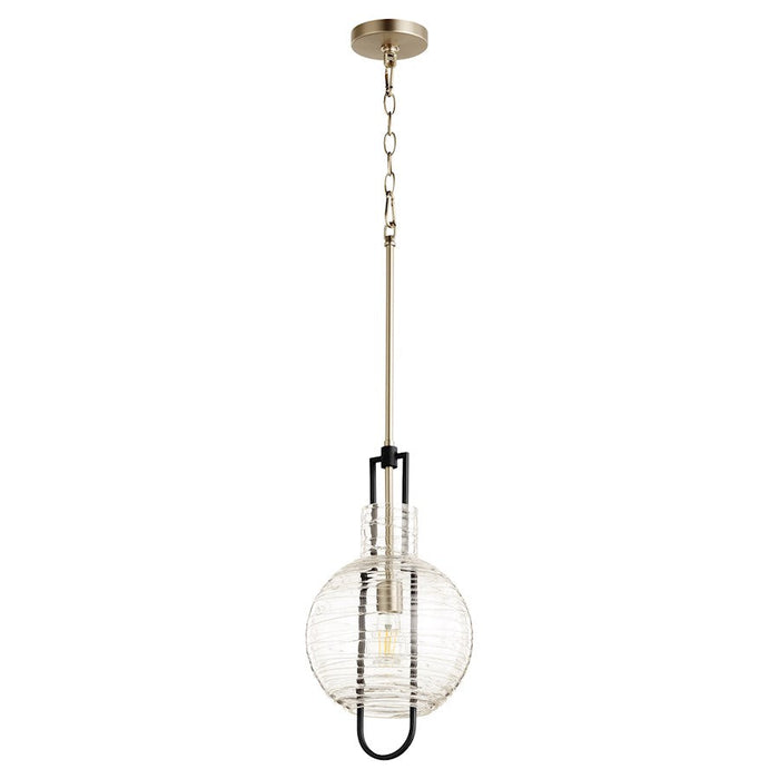 Quorum 1 Light 10" Txt Glass Pendant, Noir/Satin Nickel - 89-10-6965