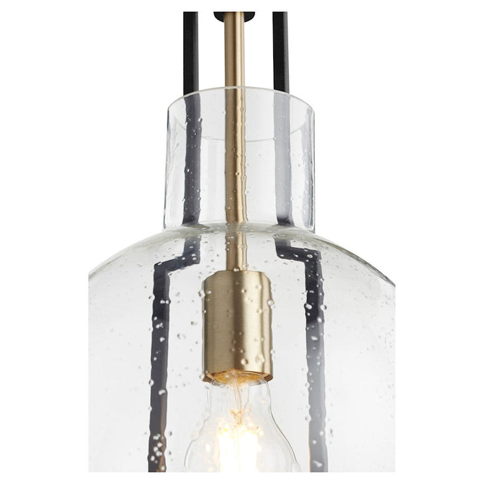 Quorum 1 Light Stone/Seed Pendant, Noir/Aged Brass