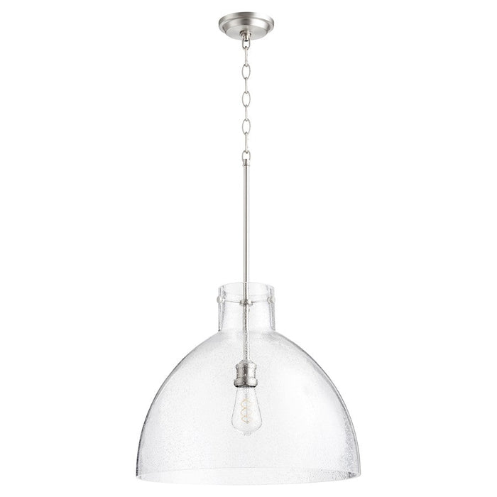 Quorum 1 Light Clear Seeded Dome Pendant, Satin Nickel - 8932-65