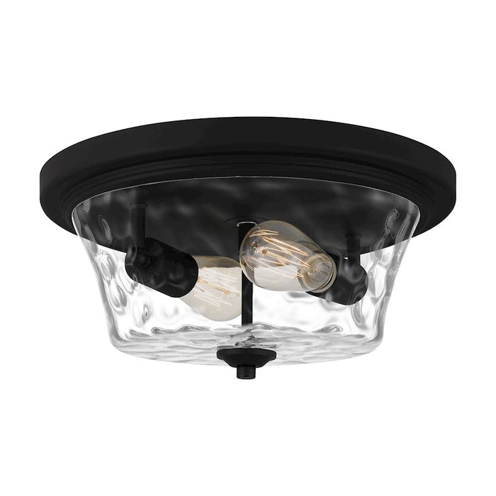 Quoizel Acacia 2 Light Flush Mount, Matte Black/Clear Water - ACA1614MBK