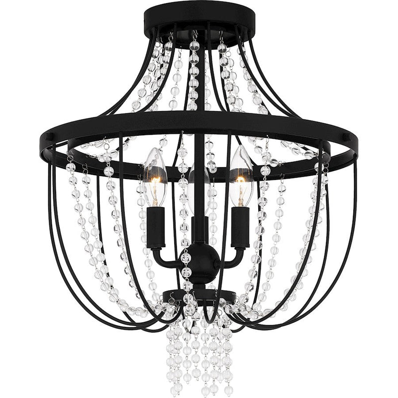 Quoizel Adelaide 3 Light Semi-Flush Mount, Matte Black