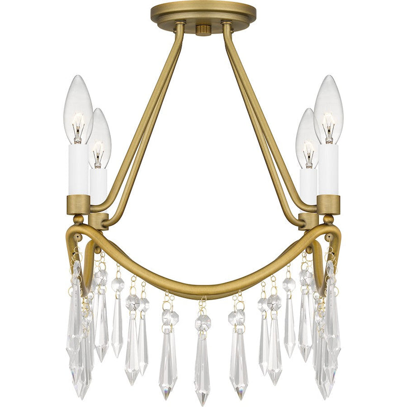 Quoizel Airedale 4 Light Semi-Flush Mount, Aged Brass