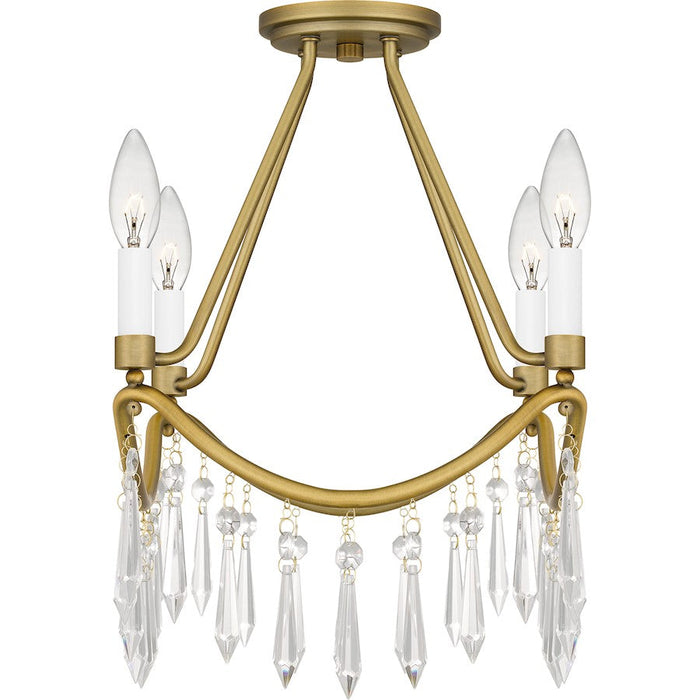 Quoizel Airedale 4 Light Semi-Flush Mount, Aged Brass