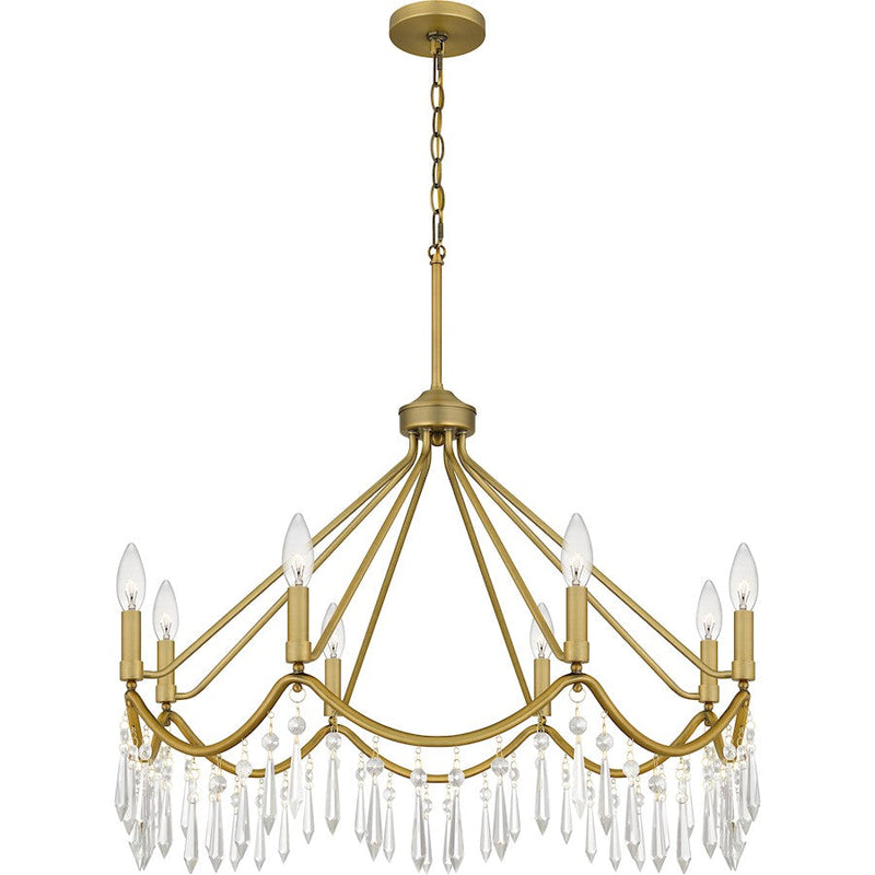 Quoizel Airedale 8 Light Chandelier, Aged Brass