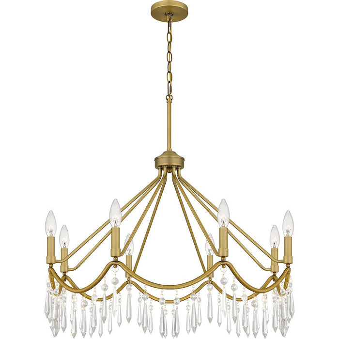 Quoizel Airedale 8 Light Chandelier, Aged Brass