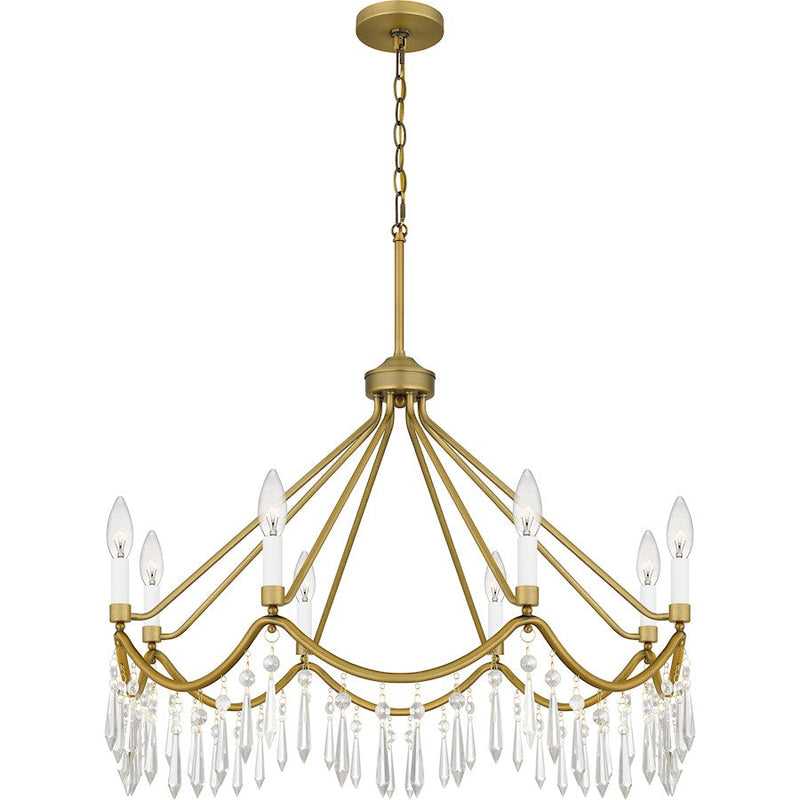 Quoizel Airedale 8 Light Chandelier, Aged Brass