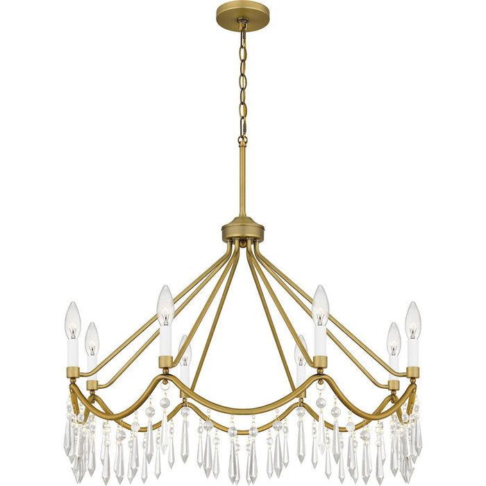 Quoizel Airedale 8 Light Chandelier, Aged Brass