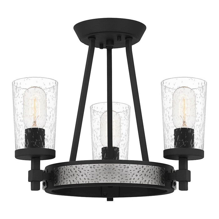 Quoizel Alpine 3 Light Semi-Flush Mount, Earth Black/Clear Seeded