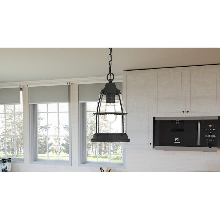 Quoizel Admiral 1 Light Mini Pendant, Mottled Black/Clear