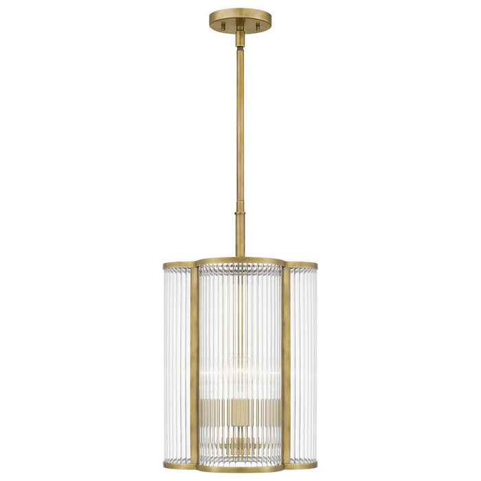 Quoizel Aster 4 Light Mini Pendant, Clear Ribbed