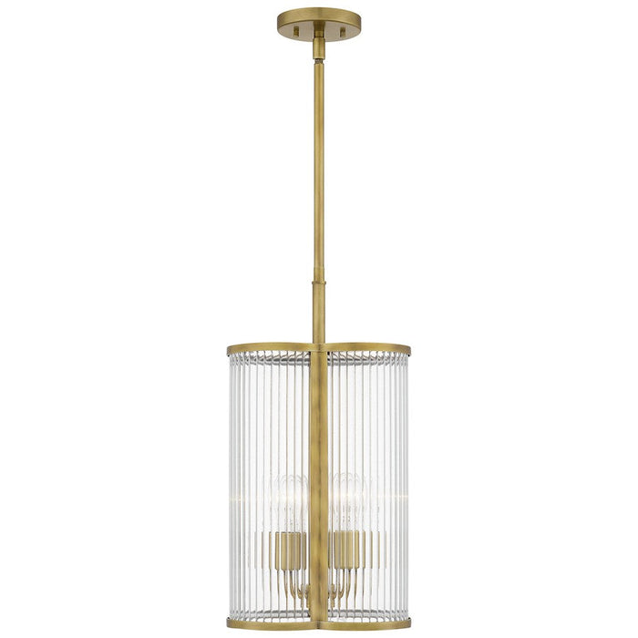 Quoizel Aster 4 Light Mini Pendant, Clear Ribbed