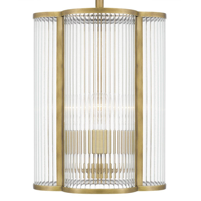 Quoizel Aster 4 Light Mini Pendant, Clear Ribbed