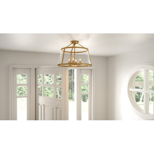 Quoizel Barlow 4 Light Semi-Flush Mount, Weathered Brass