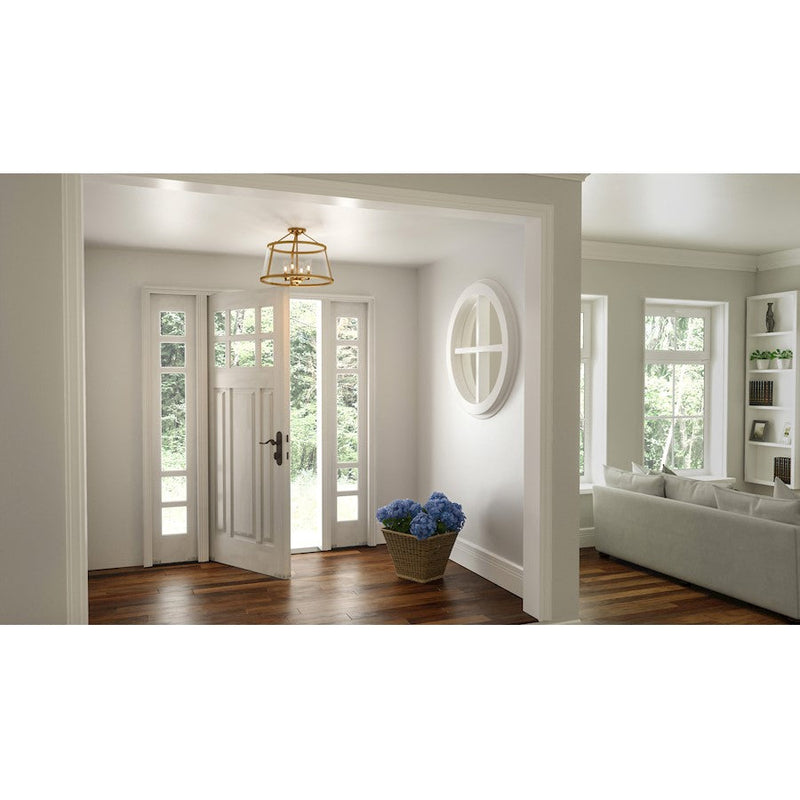 Quoizel Barlow 4 Light Semi-Flush Mount, Weathered Brass