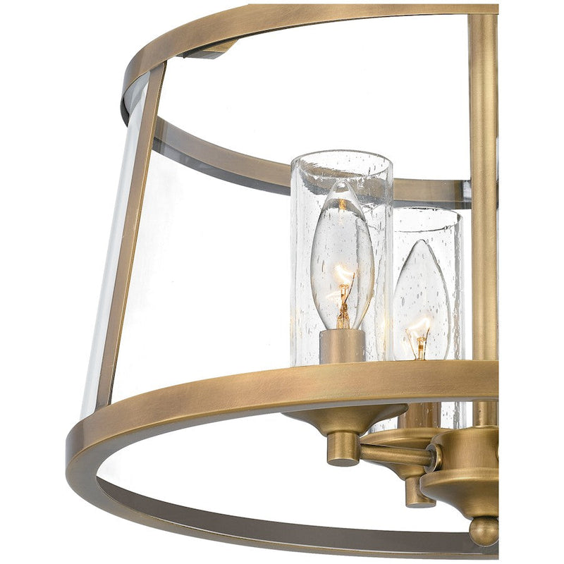 Quoizel Barlow 4 Light Semi-Flush Mount, Weathered Brass