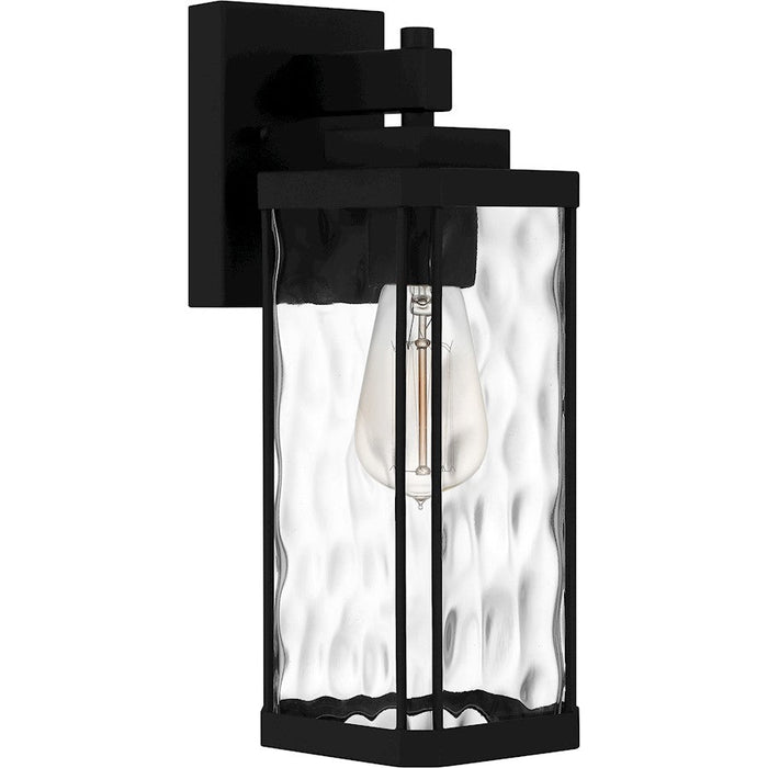 Quoizel Balchier 1 Light Outdoor Lantern, Black/Clear Hammered