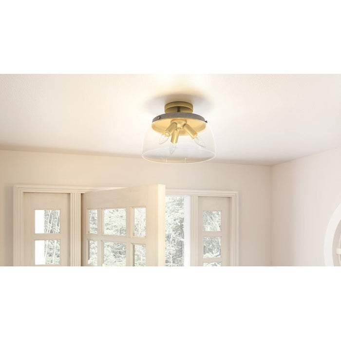 Quoizel Burkett 3 Light Semi-Flush Mount, Light Gold/Clear - BKT1713LG