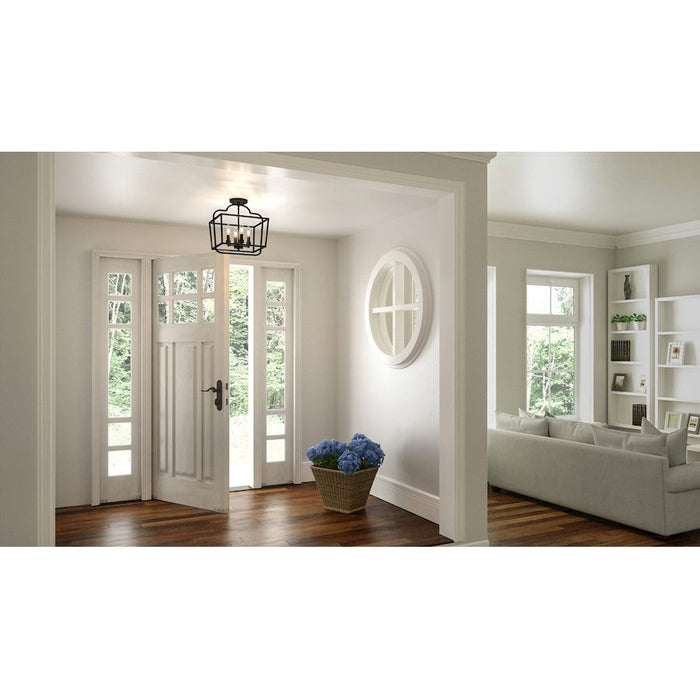 Quoizel Blanche 4 Light Semi-Flush Mount, Matte Black