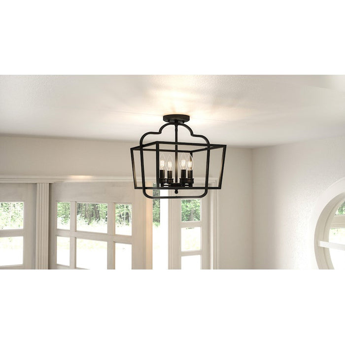 Quoizel Blanche 4 Light Semi-Flush Mount, Matte Black