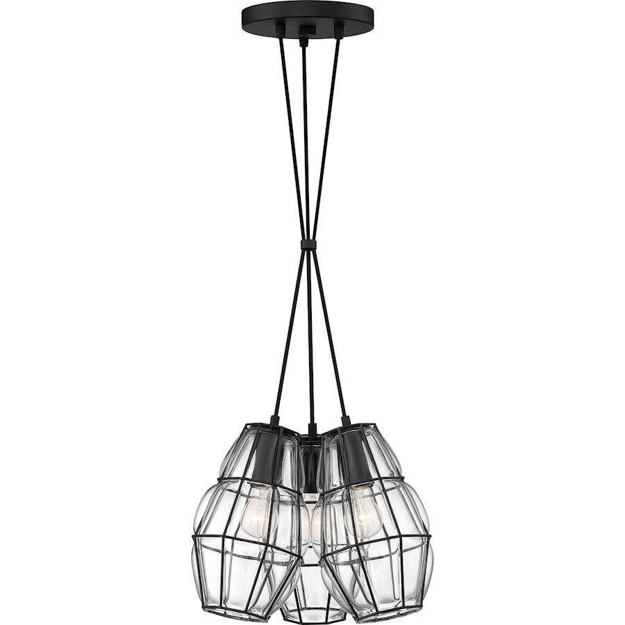 Quoizel Blythe 17" 3 Light Pendant, Earth Black/Clear Glass - BLH2603EK