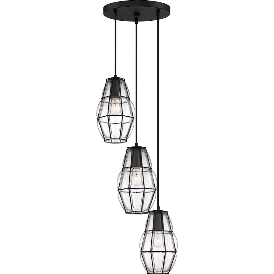 Quoizel Blythe 13" 3 Light Pendant, Earth Black/Clear Glass - BLH2703EK