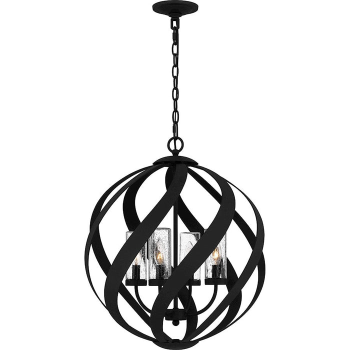 Quoizel Blacksmith 4 Light Outdoor Pendant, Earth Black/Clear Seedy