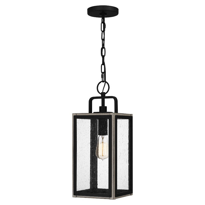 Quoizel Bramshaw 1 Light Mini Pendant, Matte Black/Clear Seeded