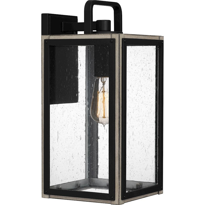 Quoizel Bramshaw 1 Light 15" Outdoor Lantern, Matte Black/Seeded - BRAM8407MBK