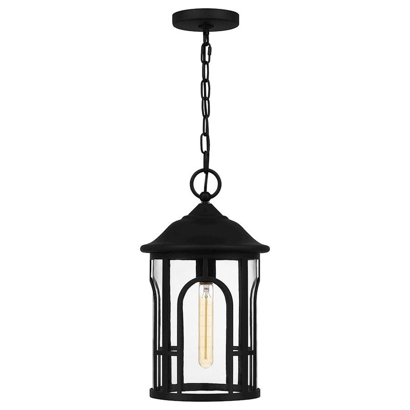 Quoizel Brampton 1 Light Mini Pendant, Matte Black/Clear