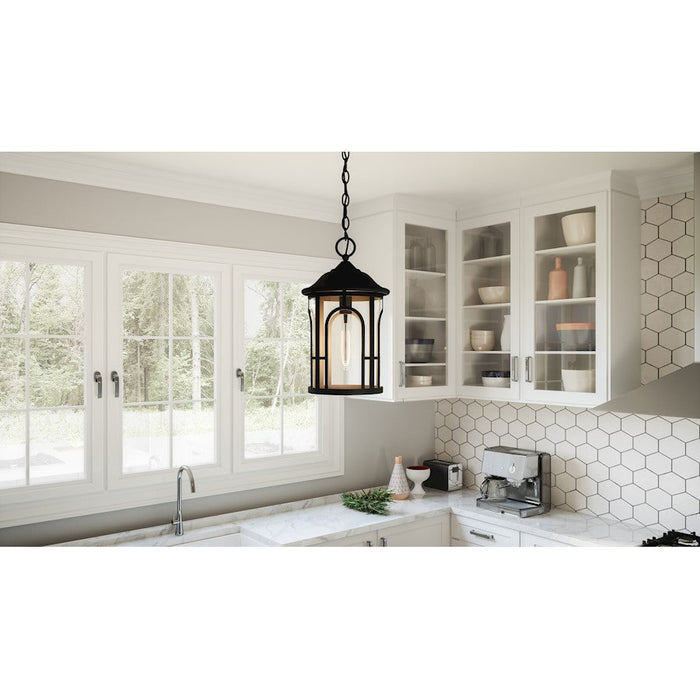 Quoizel Brampton 1 Light Mini Pendant, Matte Black/Clear