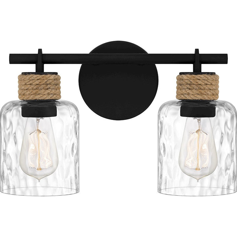 Quoizel Baltic 2 Light Bath Light, Matte Black/Clear Water