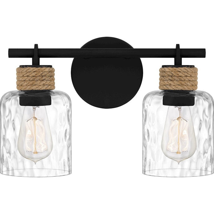 Quoizel Baltic 2 Light Bath Light, Matte Black/Clear Water