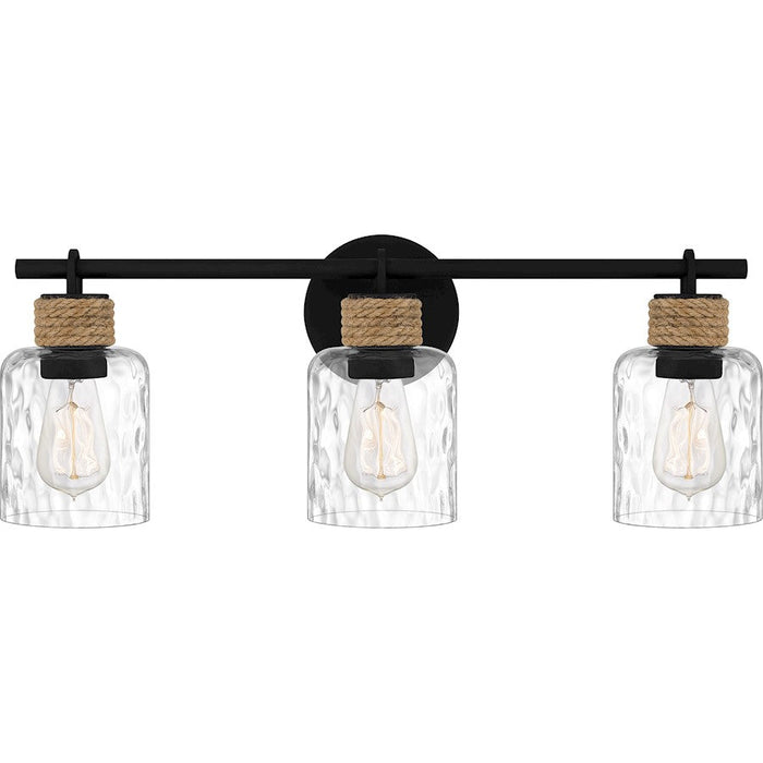 Quoizel Baltic 3 Light Bath Light, Matte Black/Clear Water